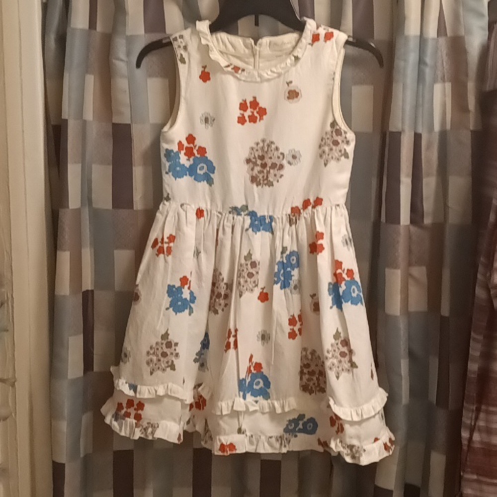 FINAL PRICE Mini Boden white multi-colored floral print dress - Picture 3 of 15